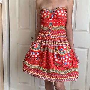 Zimmerman Red polkadot strapless summer dress sz 1